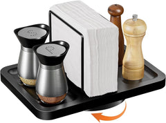 Rotating Napkin Holder for Table, Black Metal Holder  Not Including Shakers
