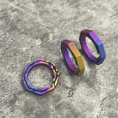 3PCS Outdoor EDC Mini Coloful Titanium Alloy Keychain Concise Octagon Key Ring 07FC0E-D4 - KOEEK
