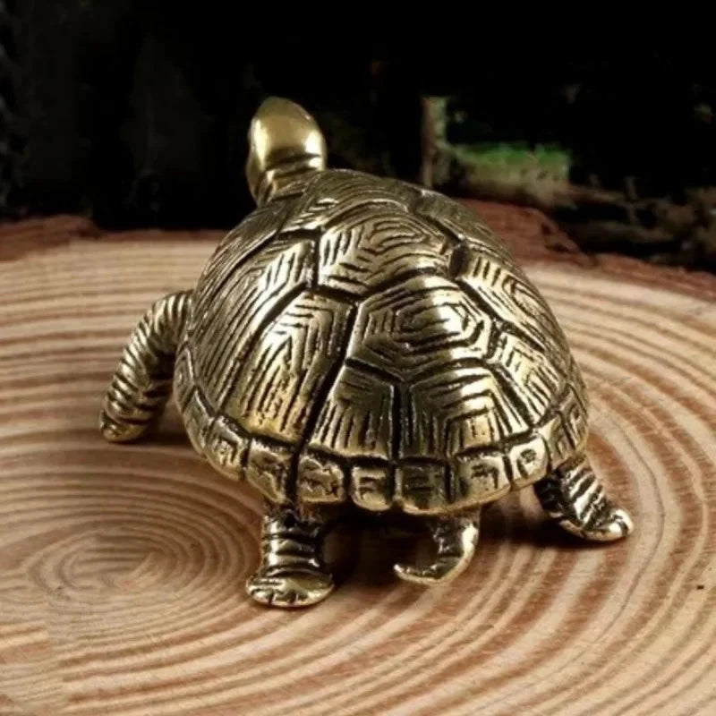 4.4cm Brass Longevity Turtle Animal Figurine Small Tea Pet Home Decoration 07FC0E-D4 - KOEEK