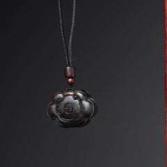 Agarwood Longevity Lock Ruyi Pendant Hand Carved Amulet Women Buddhist Jewelry 07FC0E-D4 - KOEEK
