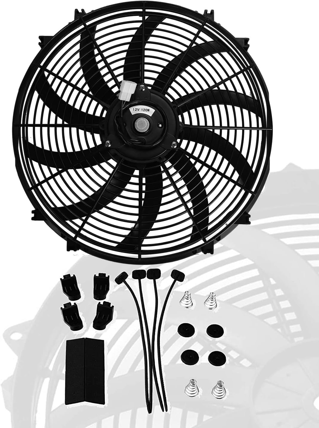new 16" inch Universal Slim Fan Push Pull Electric Radiator 16 Inch, Black 07FC0E-D4 - KOEEK