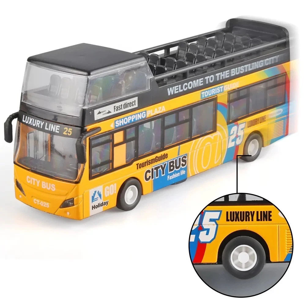 Macau Double Decker Sightseeing Bus Diecast ModelSoundPull Back Function Toy 07FC0E-D4 - KOEEK