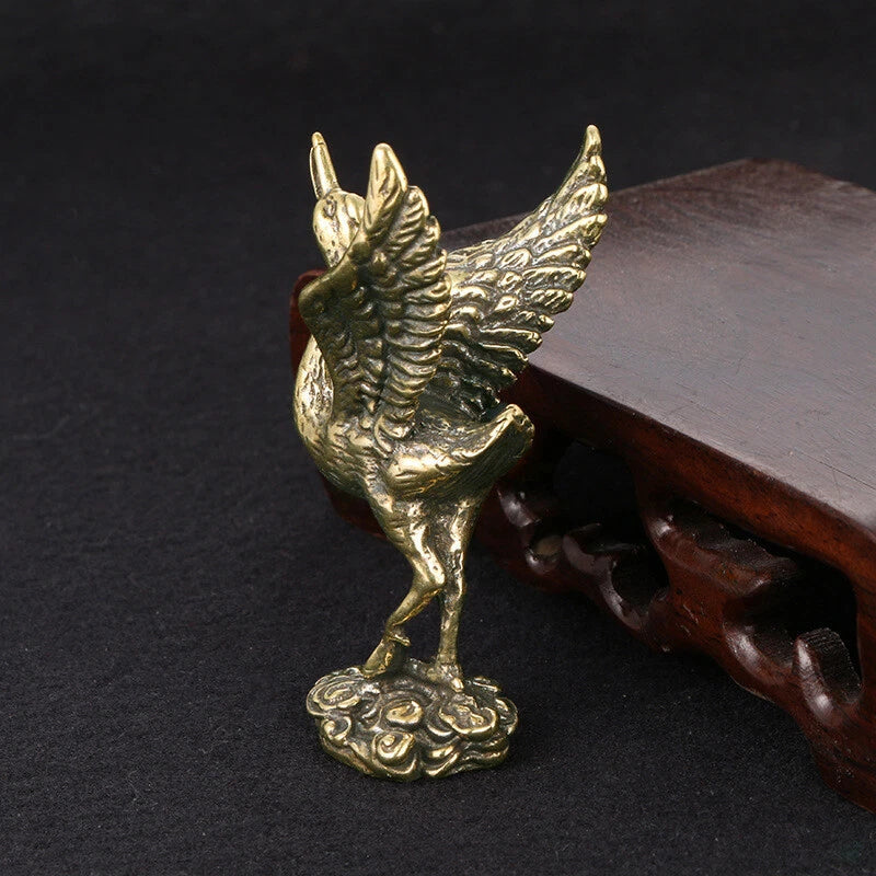 Solid Brass Crane Figurine Small Statue Home Ornament Figurines Animal Gifts Toy 07FC0E-D4 - KOEEK