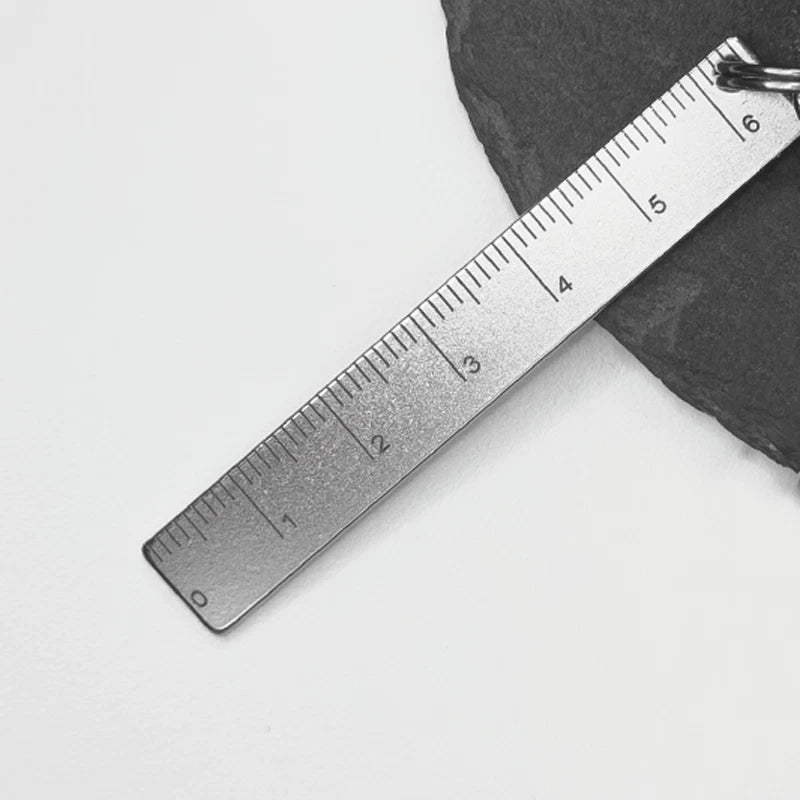 EDC Titanium Ruler Measuring Range in/ cm Ruler Keychain Pendant with Key Ring 07FC0E-D4 - KOEEK