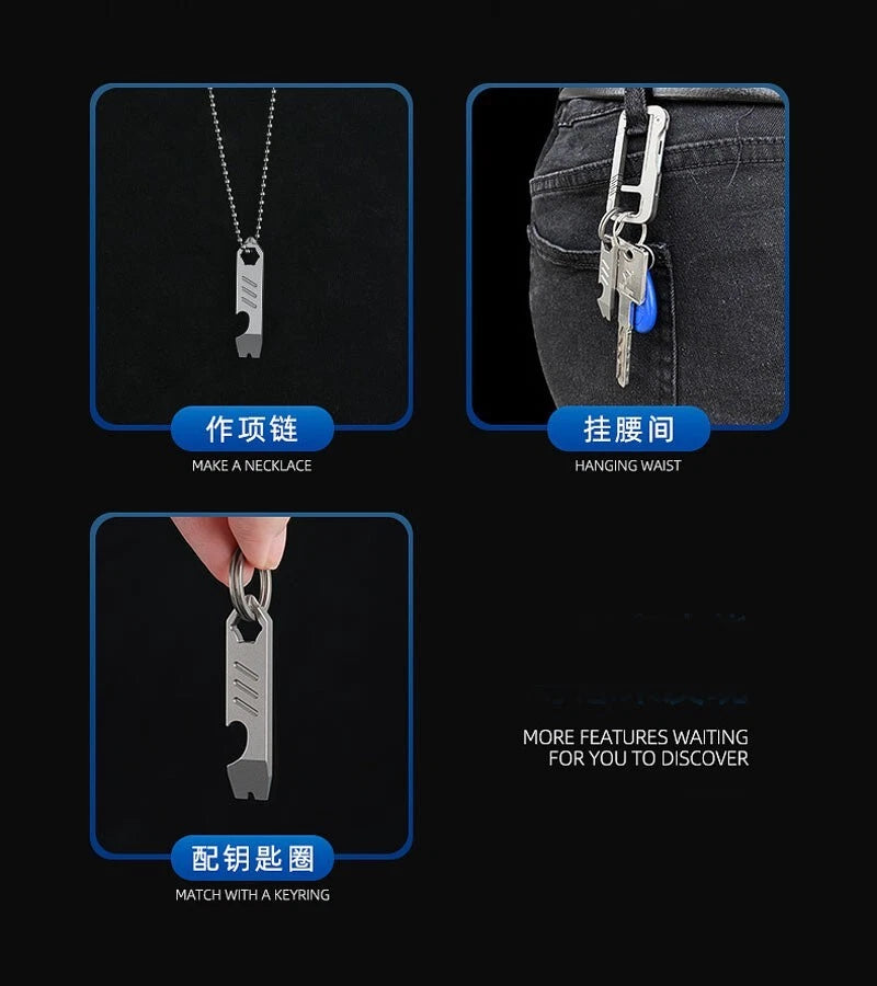 Mini Titanium Keychain Multi Tools Pry Bar Crowbar Opener Outdoor Pocket EDC 07FC0E-D4 - KOEEK