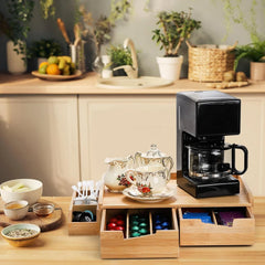 Bamboo Coffee Bean Drawer Organizer, Counter K-Cup Organizer
