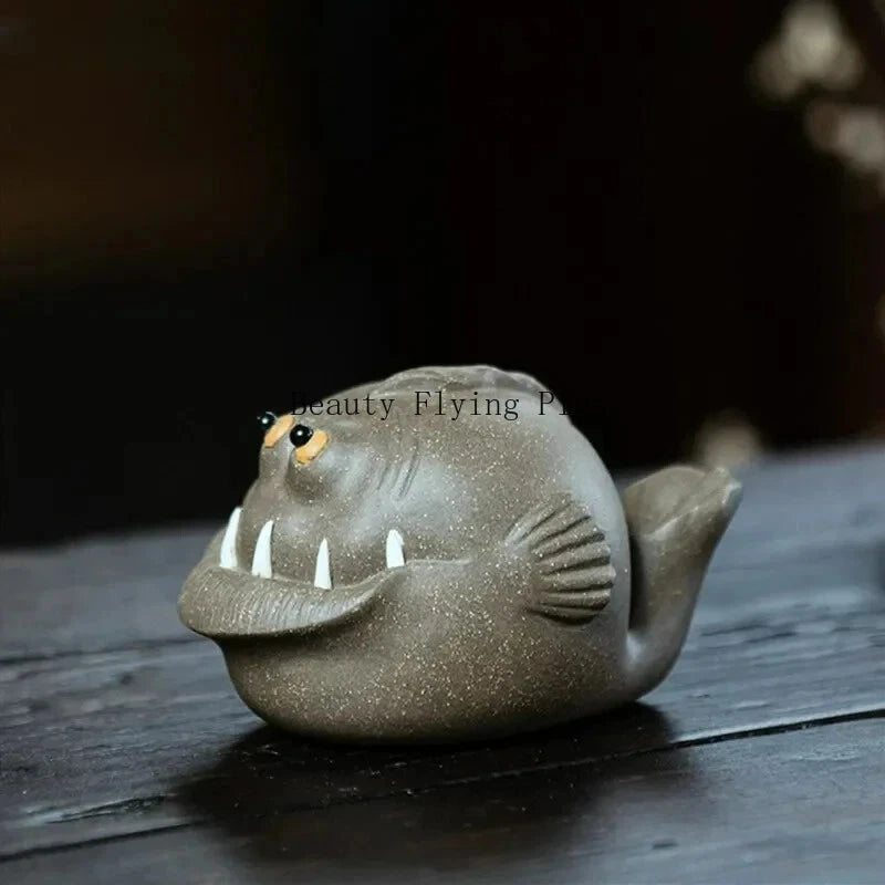 Creative Shark Model Statue Decoration Yixing Purple Clay Tea Pet Crafts 07FC0E-D4 - KOEEK
