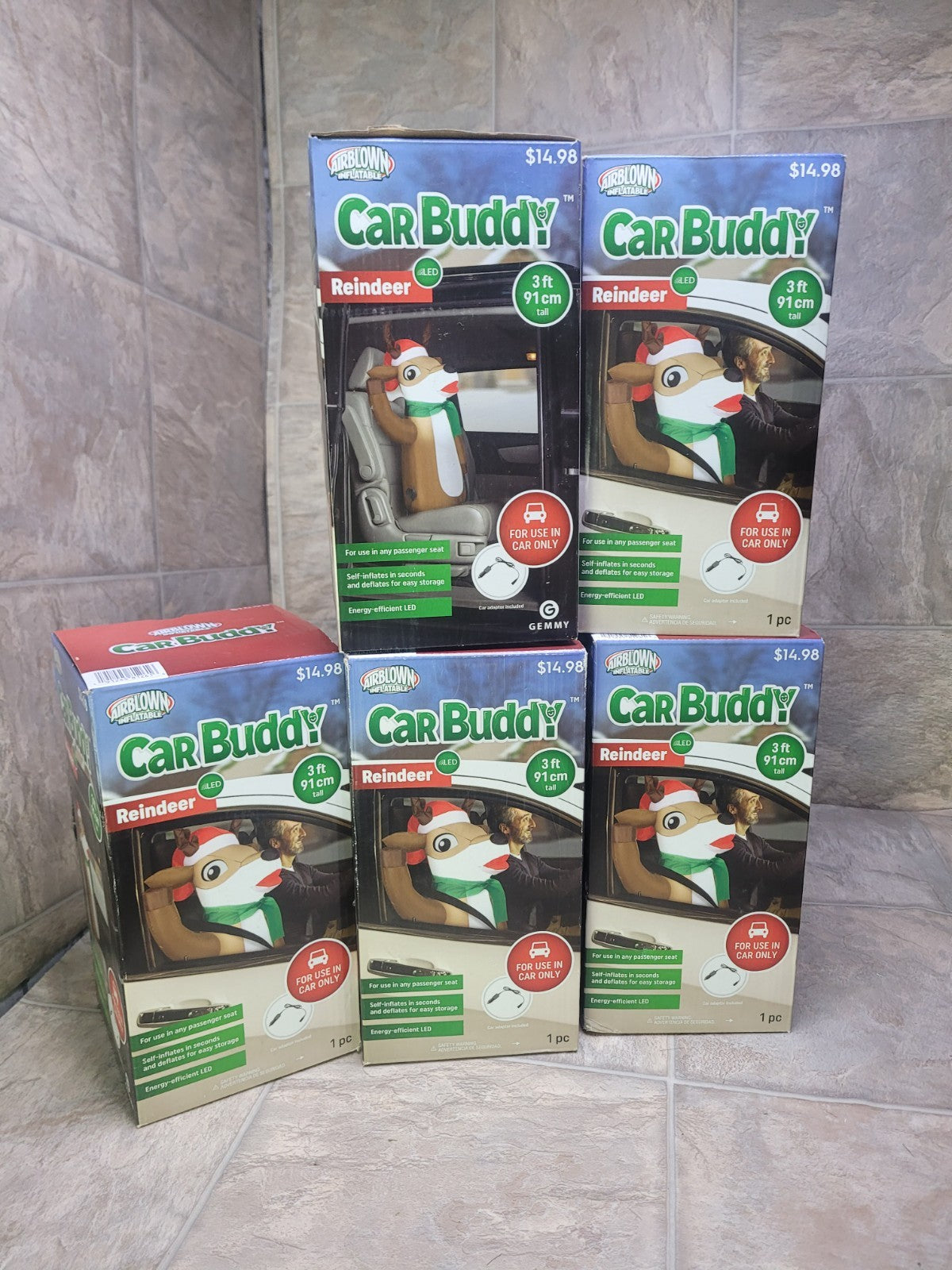 5pc  Gemmy Airblown Inflatable Reindeer Car Buddy 3 Ft LED Light Christmas GEMMY - KOEEK