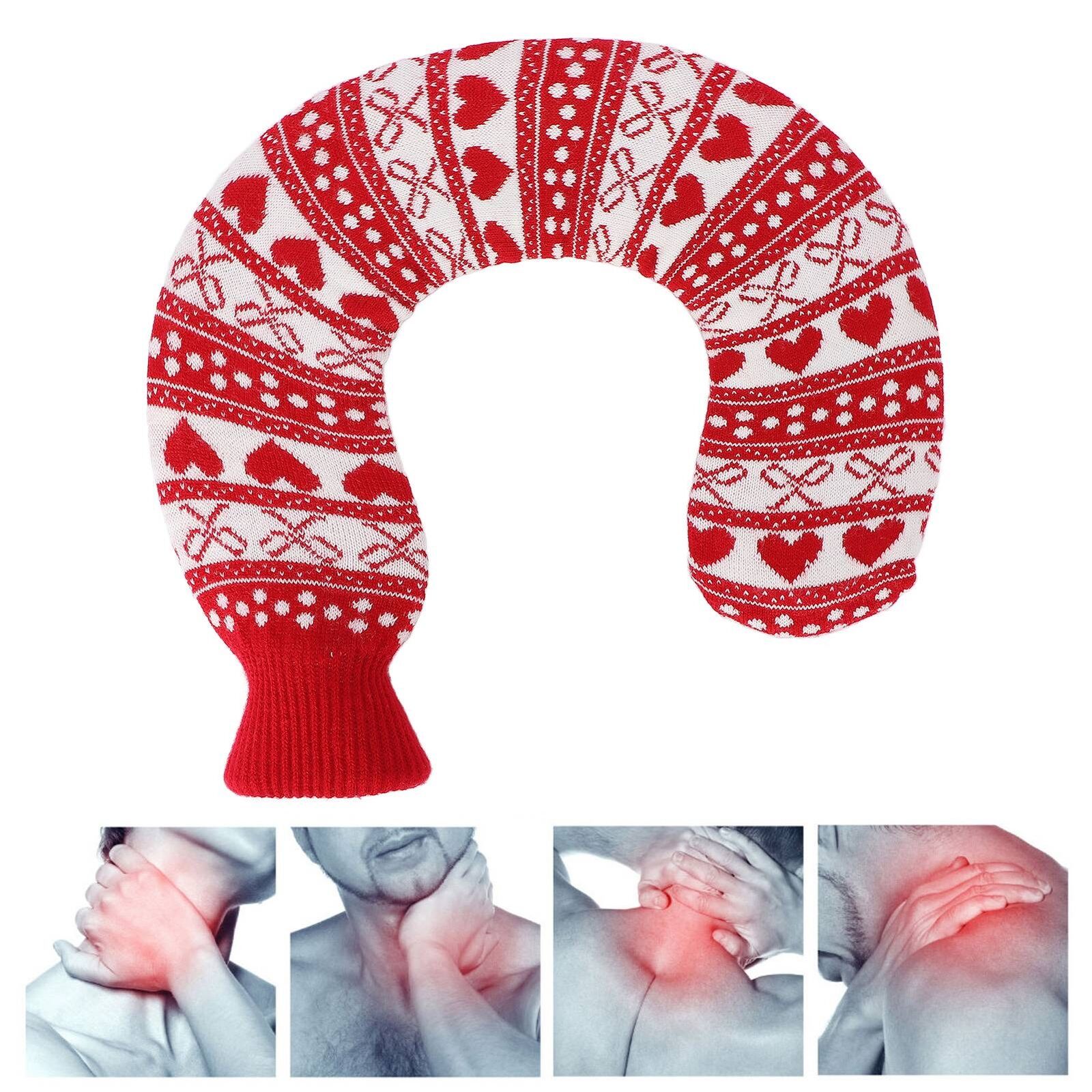 new 1L U Shaped Hot Water Bag Neck Shoulder Knitted Cover For Winter(Type 2 ) HGF koeek - KOEEK