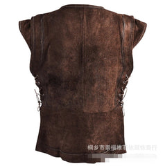Men's Medieval Vintage Steampunk Vest Renaissance Sleeveless Cos Costume Shirt 07FC0E-D4 - KOEEK