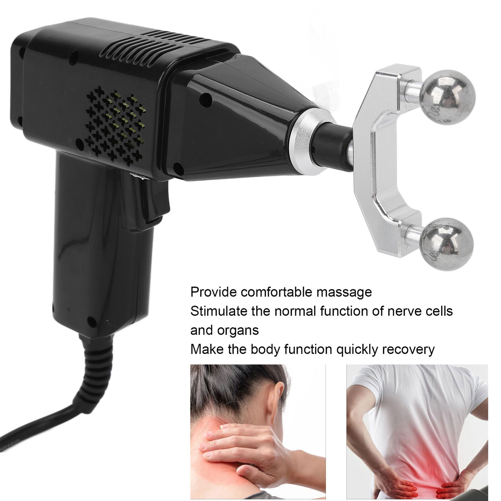 new Electric Chiropractic 9 Gears 4 Heads Cooling Fan Spine Corrector (UK Plug ) HGF koeek - KOEEK