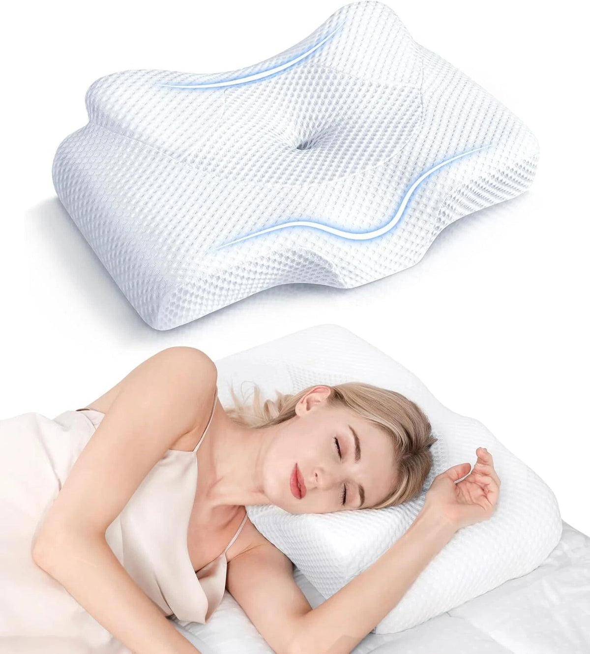 Cervical Pain Relief Cervical Pillow, Adjustable Orthopedic Bed Pillo 07FC0E-D4 - KOEEK