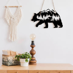 new Metal Bear Wall Art Rustic Forest Decor Wilderness Black 07FC0E-D4 - KOEEK