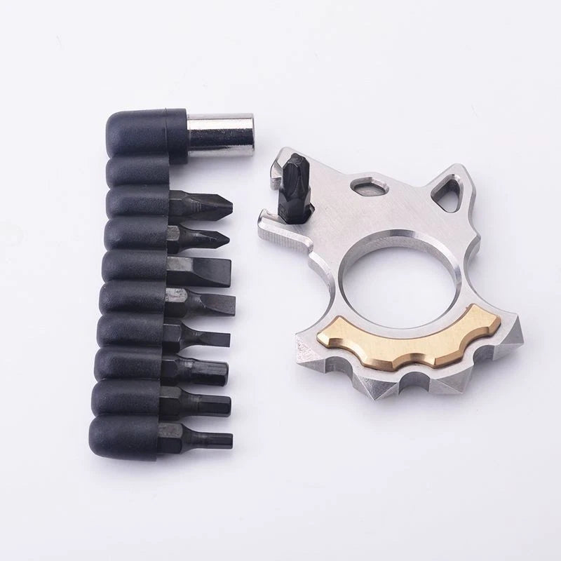 Stainless steel - Titanium alloy Wolf EDC Tool Screwdriver - Brass inlay 07FC0E-D4 - KOEEK