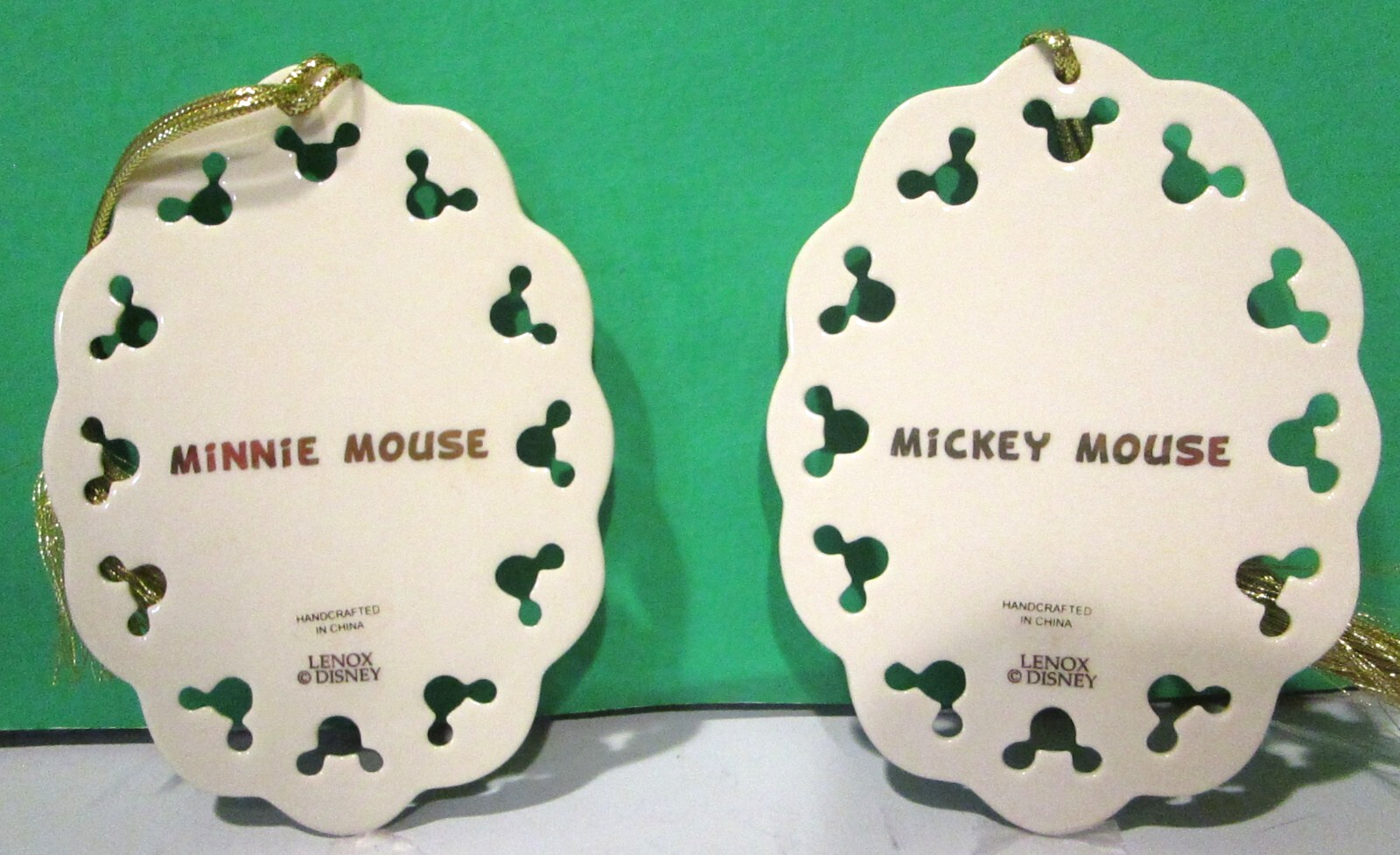LENOX  Disney MICKEY & MINNIE MOUSE CAMEO - Flat Style ORNAMENTS -- ES LENOX - KOEEK
