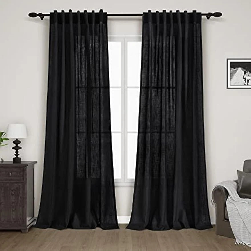 Black linen curtains, 84 inches long, 2 panels 07FC0E-D4 - KOEEK