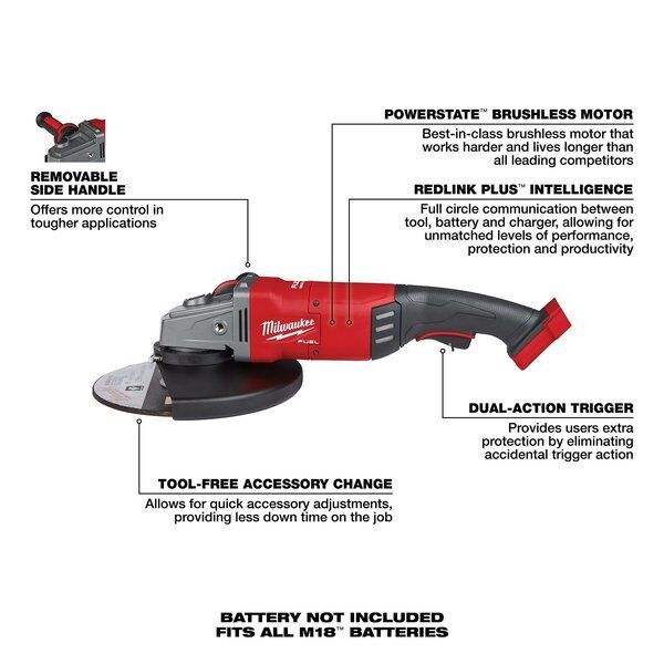 ny Milwaukee Tool 2785-20 M18 Brændstof 7" 9" stor vinkelsliber (kun værktøj)