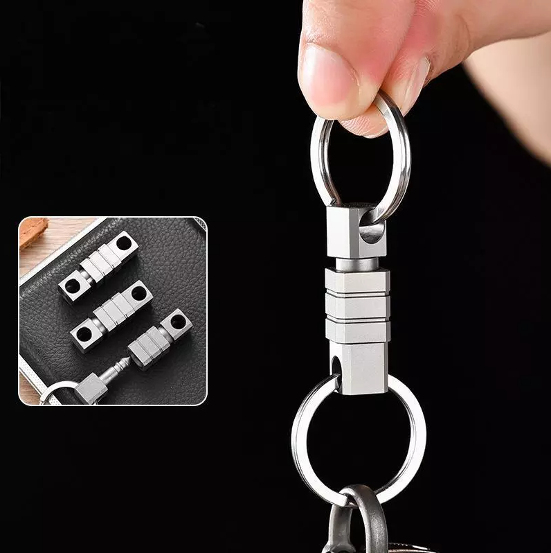 Titanium Alloy Quick Release Swivel Keychain EDC Tool Buckle with Double Keyring 07FC0E-D4 - KOEEK