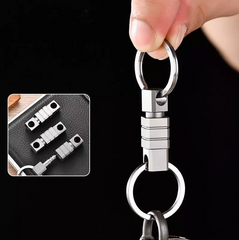 Titanium Alloy Quick Release Swivel Keychain EDC Tool Buckle with Double Keyring 07FC0E-D4 - KOEEK