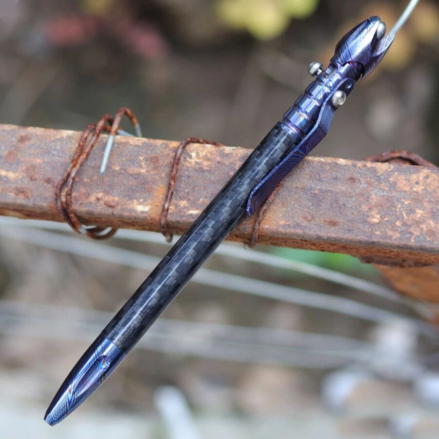 Damascus Titanium TC4 Business tactical Signature Student Business Gyro Pen Tool 07FC0E-D4 - KOEEK