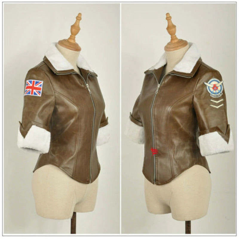 Tracer Lena Oxton Brown Coat Jacket Tops Anime Cosplay Costume Unisex Present 07FC0E-D4 - KOEEK