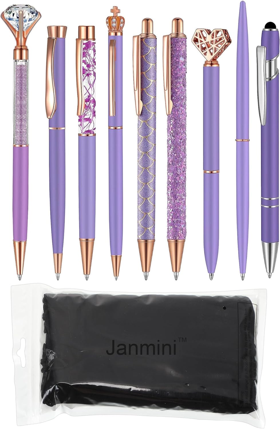 ny 9 Stk Kuglepenne Sæt Metal Crystal Diamond Pen Glitter Pen til Journaling Bl