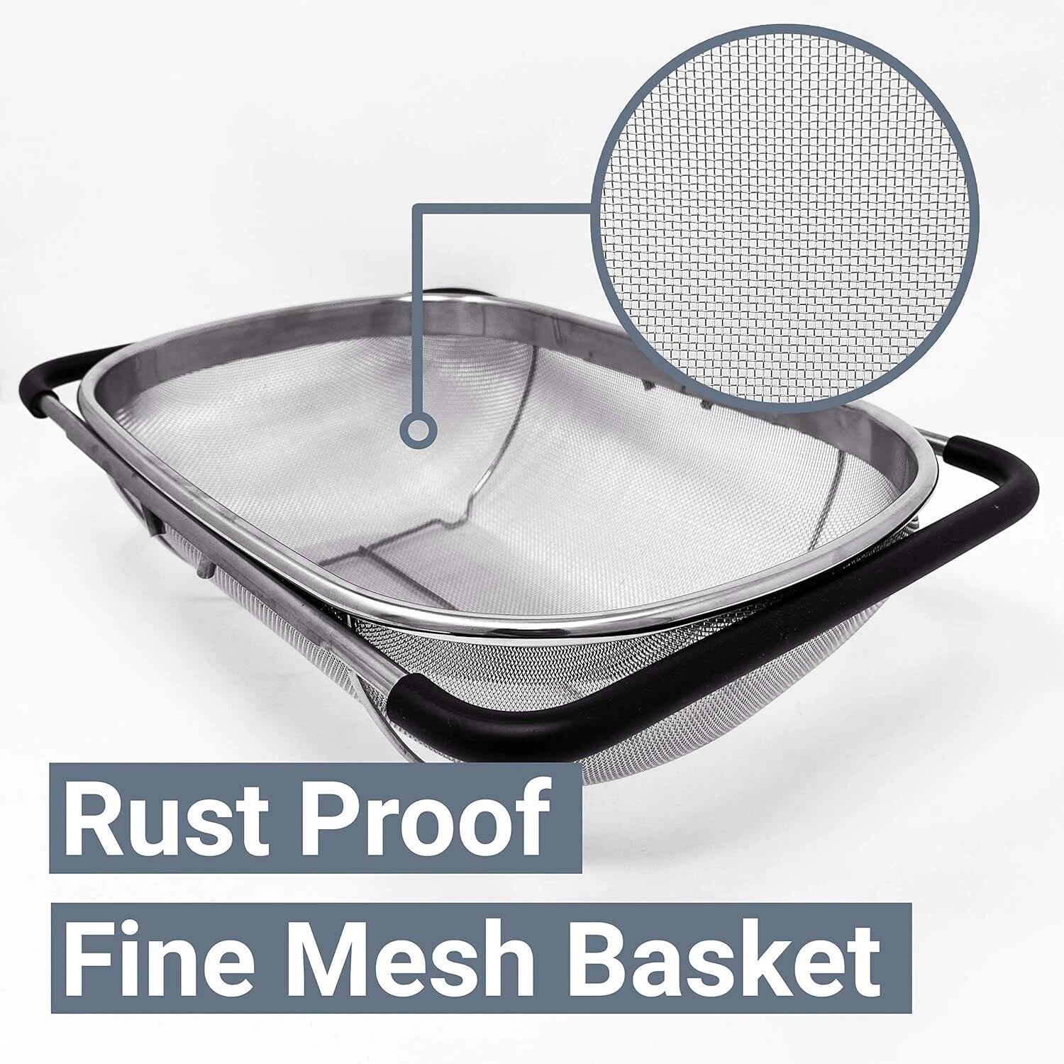 Over the Sink Colander Strainer Basket Stainless Steel, For Kitchen Sink 07FC0E-D4 - KOEEK
