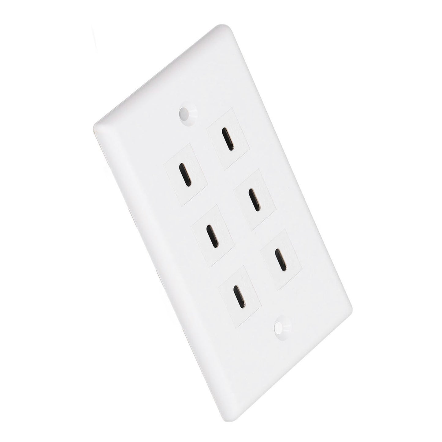 new 6 Port USB Type C Outlet Plug White USB Wall Plate With 6 Port USB C Socket koeek - KOEEK