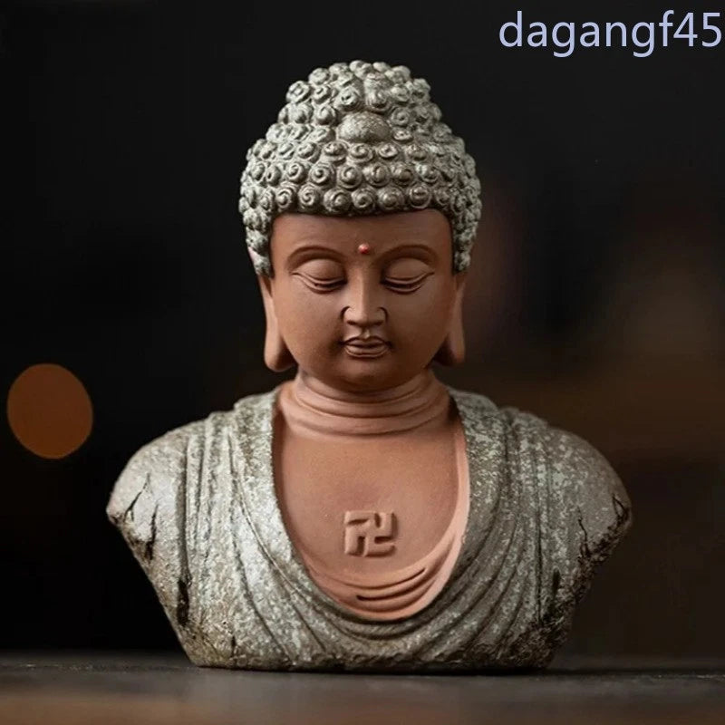 6" Porcelain Sakyamuni Buddha Head Bust Statue Shrine Home Buddhism Decoration 07FC0E-D4 - KOEEK