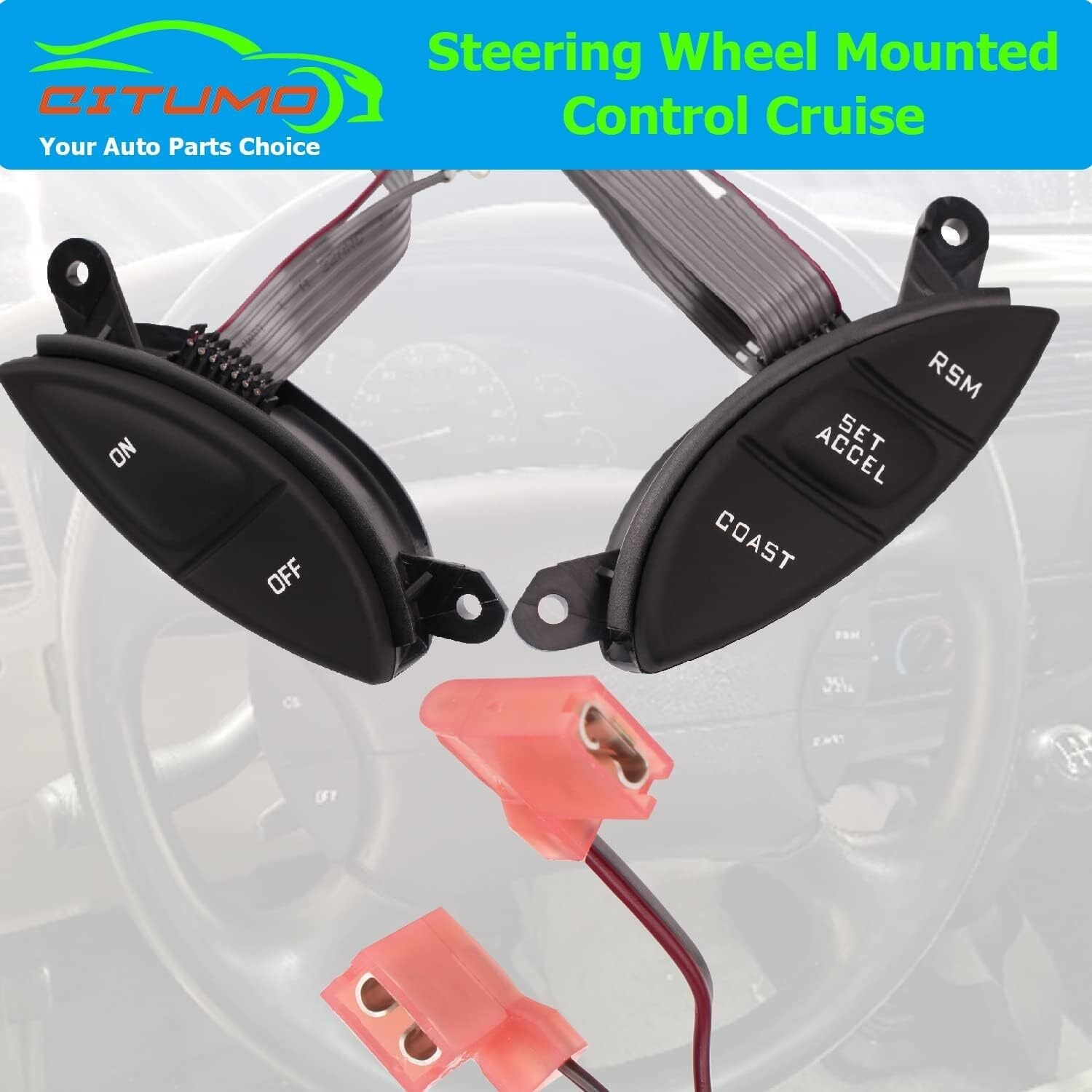 new F87Z9C888BB Steering Wheel Mounted Cruise Control Switch Replacement Black 07FC0E-D4 - KOEEK