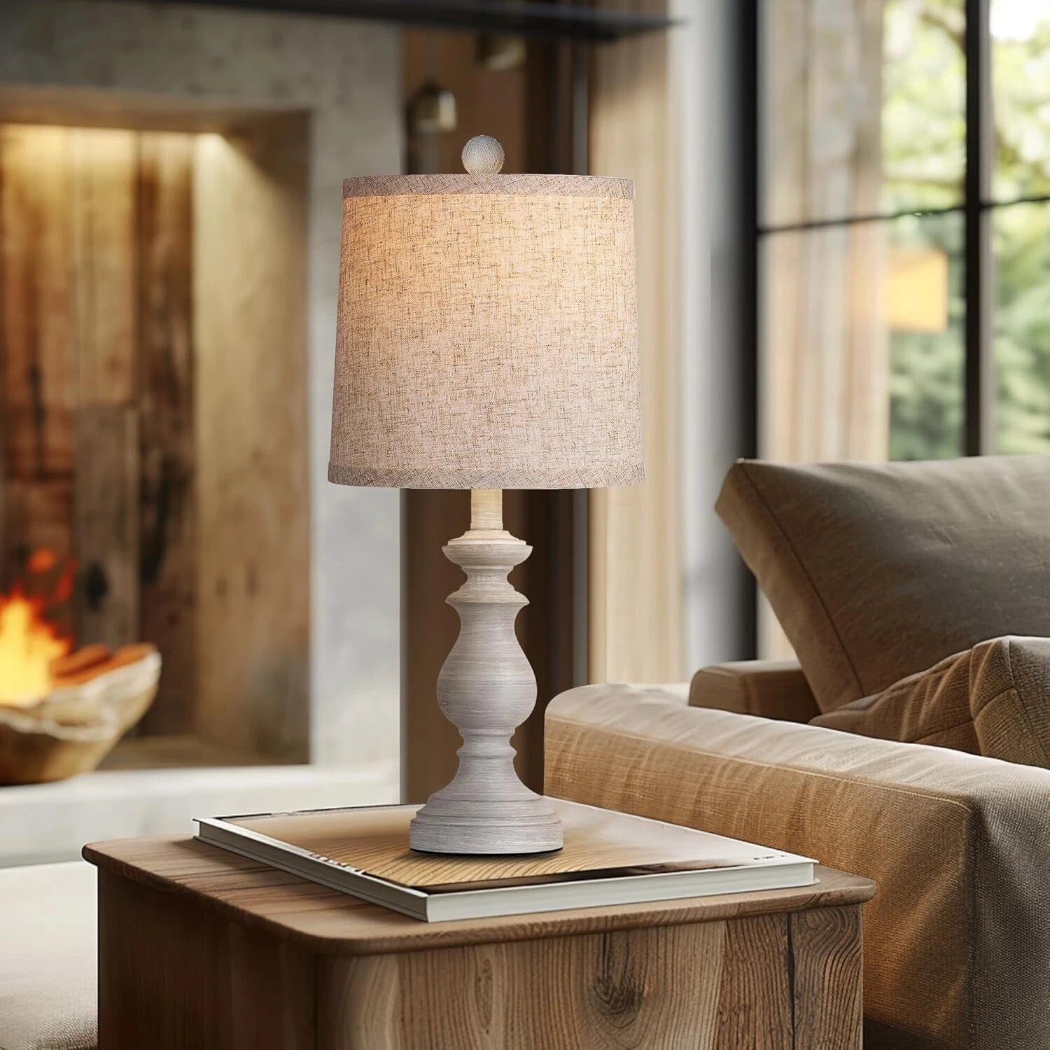 Traditional Table Lamp Set of 2, Rustic Farmhouse Table Lamps for Living Room 07FC0E-D4 - KOEEK