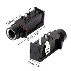 10 Pcs 1/4" 6.35mm Headphone Mono Jack 3 Pins PCB Panel Mount Socket Connectors 07FC0E-D4 - KOEEK