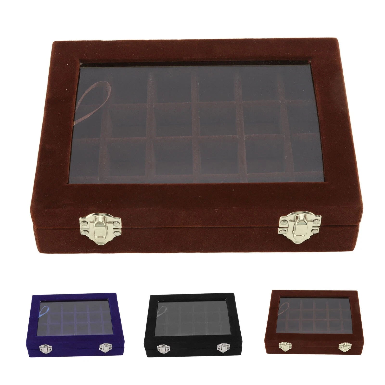 Velvet Jewelry Tray Earrings Ring Storage Box Display Box jewelry organizer box 07FC0E-D4 - KOEEK