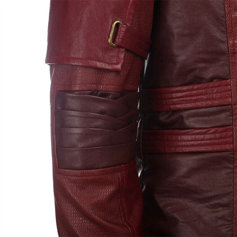 Guardians of the Galaxy 2 Star Lord Peter Quill Red PU Jacket Cosplay Costume 07FC0E-D4 - KOEEK