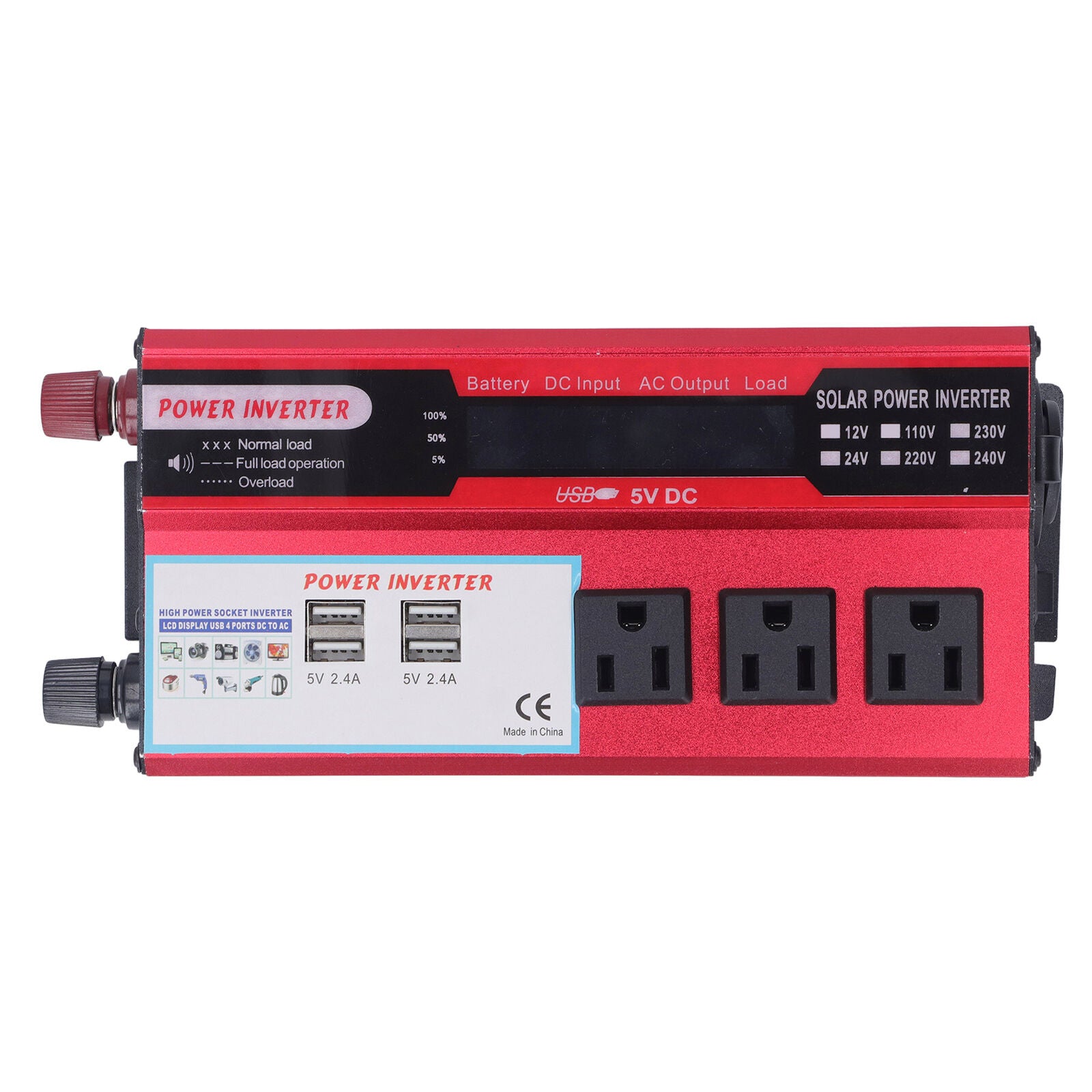 new 500W Car Sine  Inverter Kit With 3 AC110V US Sockets 4 USB Ports LCD Display koeek - KOEEK