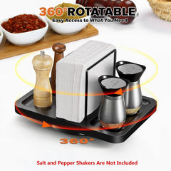 Rotating Napkin Holder for Table, Black Metal Holder  Not Including Shakers