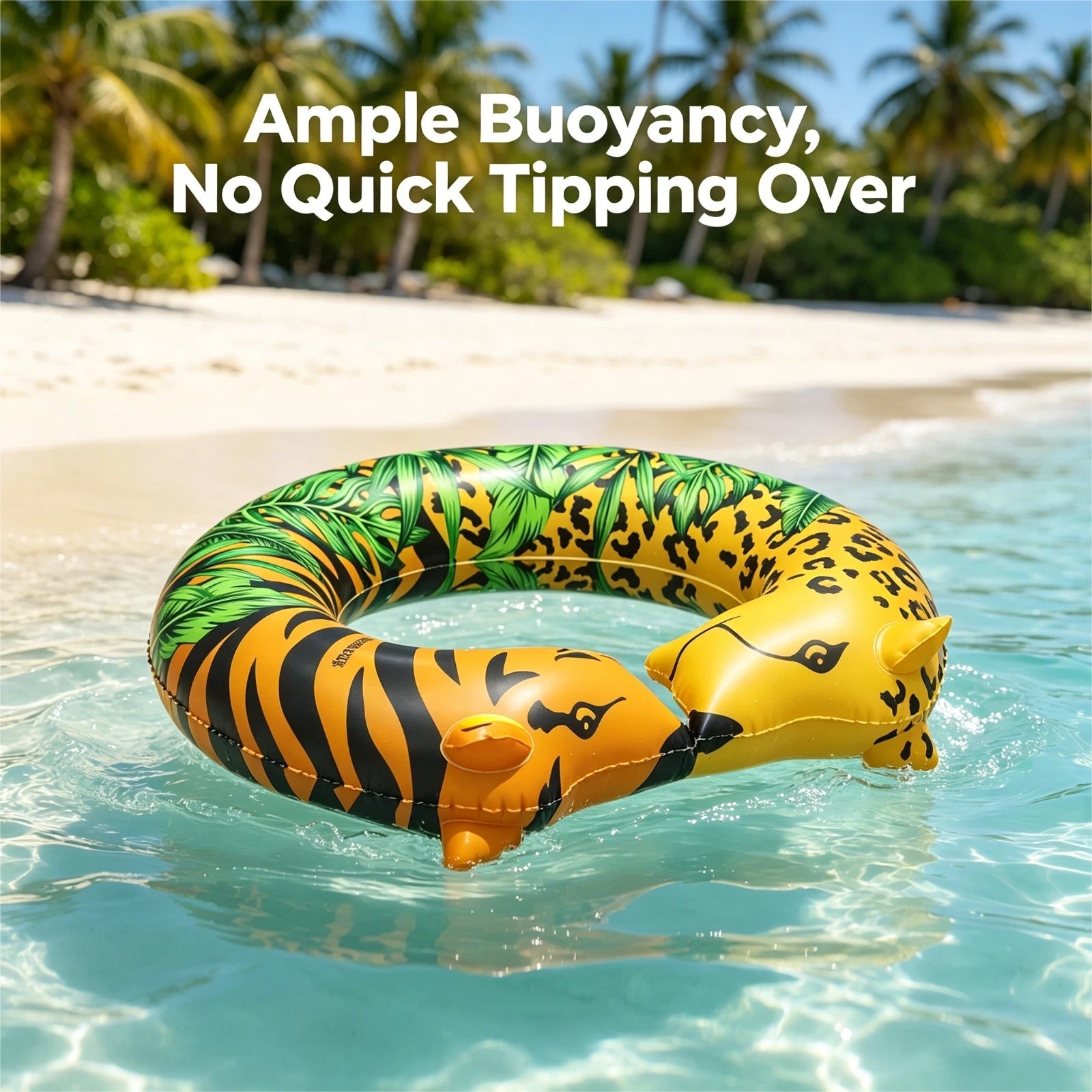 Jungle Print Inflatable Swim Tube 43x35 Heavy Duty Pool Float for Adults & Teens 07FC0E-D4 - KOEEK