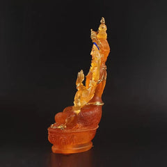 23cm Exquisitely Resin Handpaninted Manjusri Bodhisattva Buddha Statue Ornament 07FC0E-D4 - KOEEK