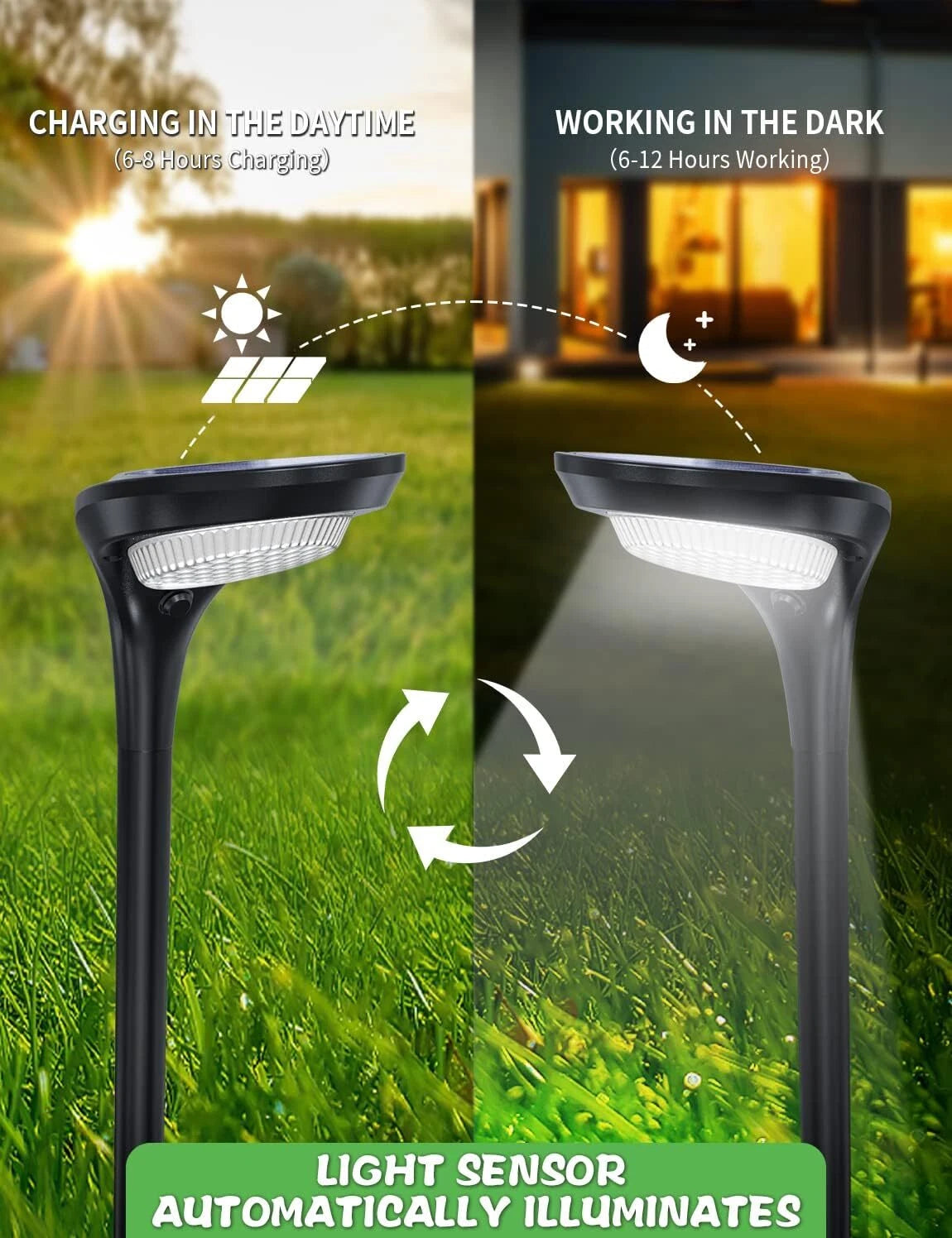 4 Pack Solar Outdoor Lights - 150 Lumen Bright Solar Path Lights Waterproof 07FC0E-D4 - KOEEK