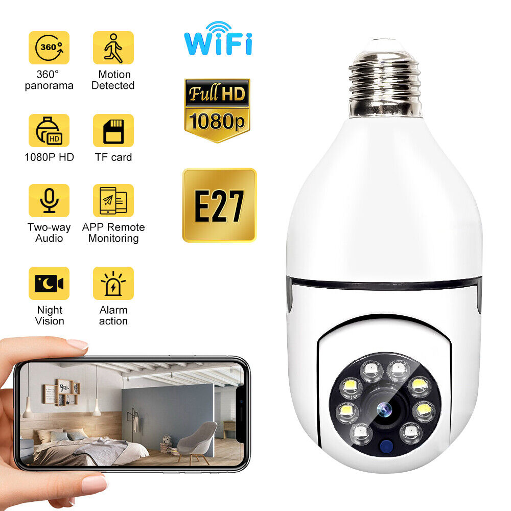 ny Bombilla Camara De Seguridad 5G WiFi 360 Con Audio Mikrofon Para Exterior Casa