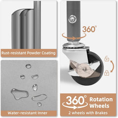 120-liter vertical rolling laundry basket with wheels and 2 brakes 07FC0E-D4 - KOEEK