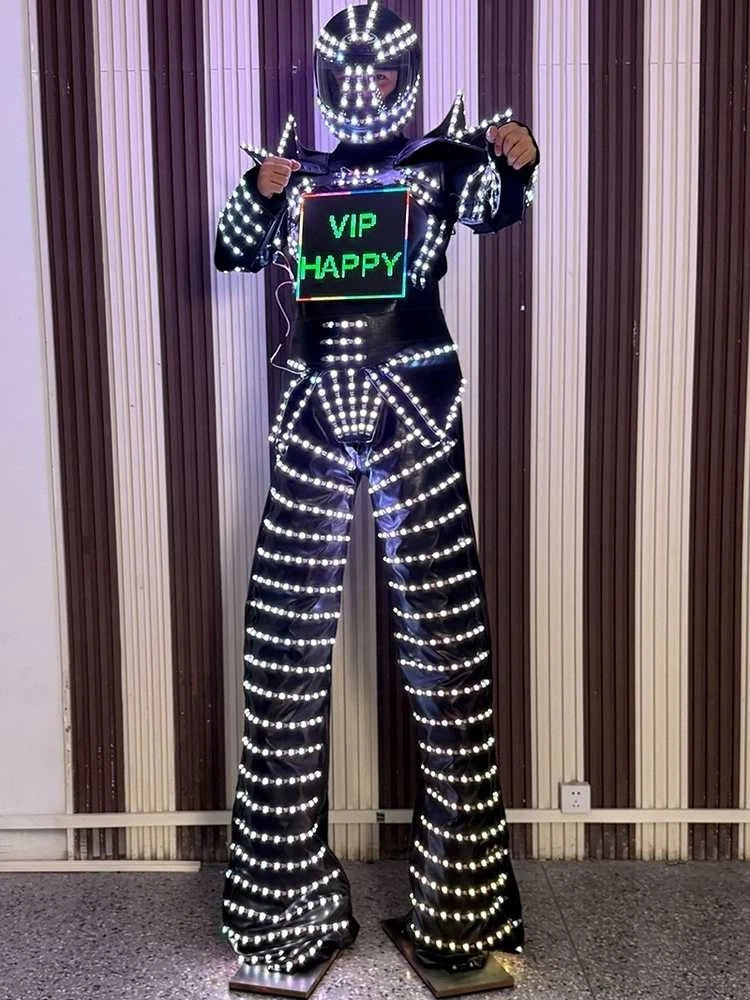 Nightclub Bar Colorful Changing Stilt Costume Controlled LED Luminous Suit Gift 07FC0E-D4 - KOEEK