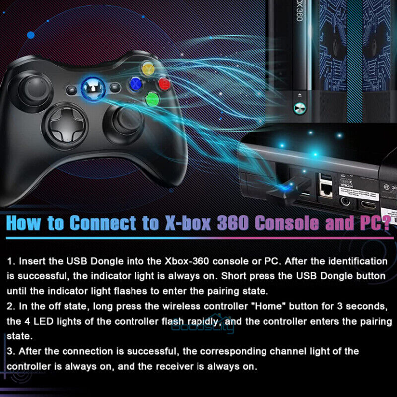 ny 2024 Wireless Game Controller Gamepad for Microsoft XBOX 360 &amp; PC WIN 7 8 10