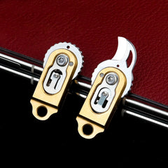 Mini Brass Keychain Outdoor Camping Tool Folding Knife Cutter EDC Pocket Knife 07FC0E-D4 - KOEEK