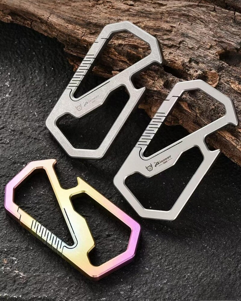 EDC Titanium Carabiner Clip with Bottle Opener Car Key Holder Organizer Keychain 07FC0E-D4 - KOEEK