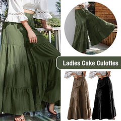 Vintage Solid Womens Wide Leg Elegant Casual Long Pants Elastic Waist Trouser 07FC0E-D4 - KOEEK