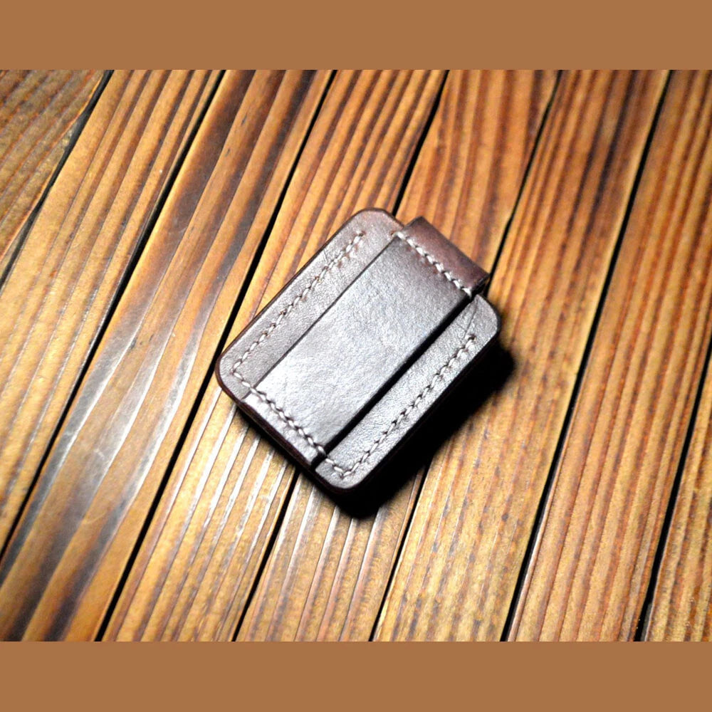 Hand made  Leather Case For Zippo Lighter Full Grain Cowhide Pouch Holder 07FC0E-D4 - KOEEK