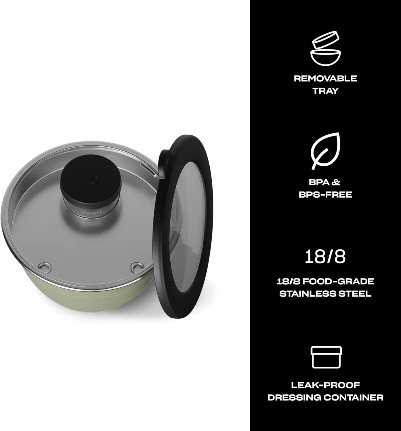Stainless Steel Salad Bowl Kit 64oz, Mountain Sage, Comes with 2oz Mini Canister 07FC0E-D4 - KOEEK