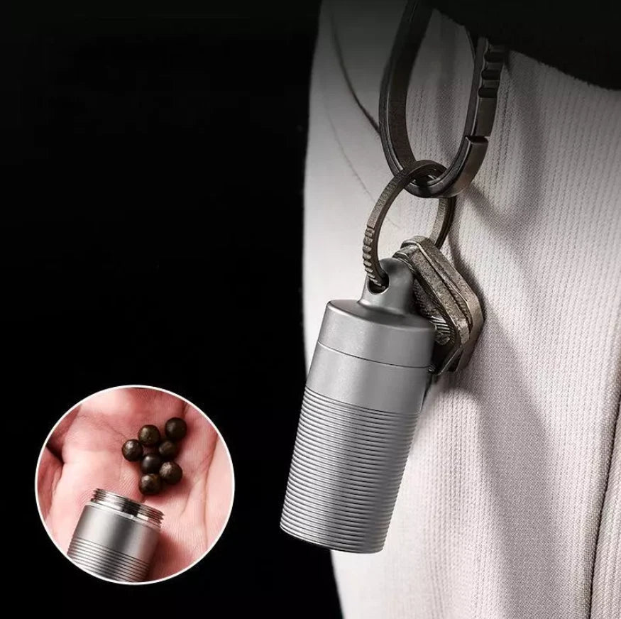 Pure Titanium Pill Holder Organizer Container Case Waterproof Portable EDC Tank 07FC0E-D4 - KOEEK