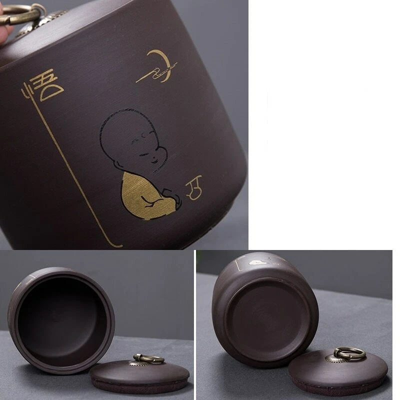 Purple Clay Tea Caddy Puer Tea Storage Tea Jar Candy Dried Fruit Container Box 07FC0E-D4 - KOEEK